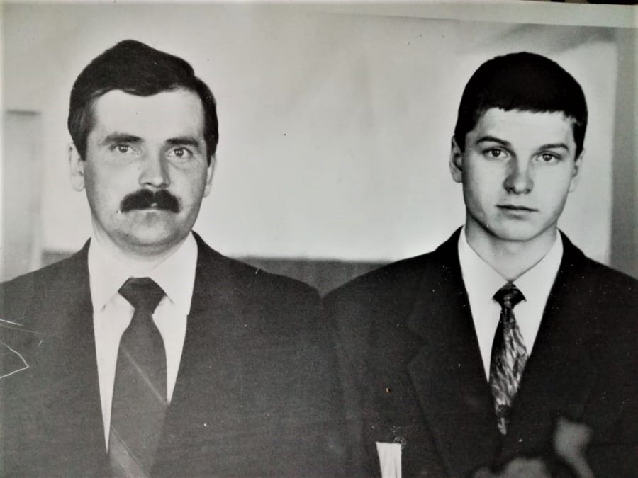 Аркадий Конюхов со своим самым звездным учеником Сергеем Клевченей - 1990-е годы