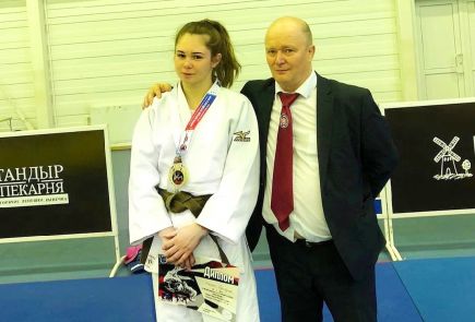 Жанна Притула со своим тренером Сергеем Буториным