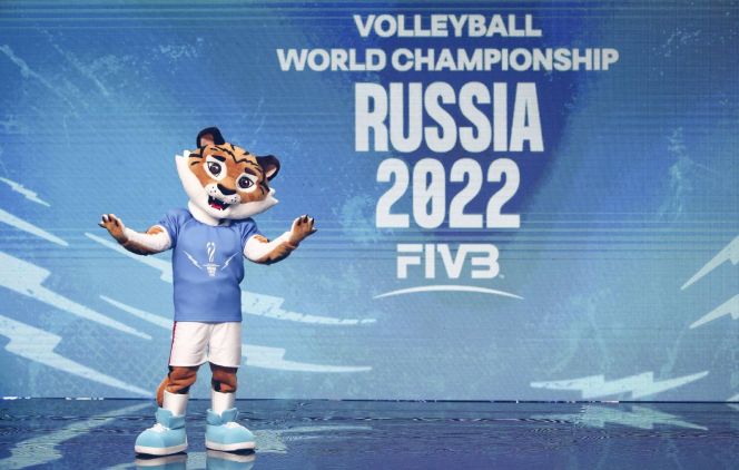 Талисман чемпионата мира по волейболу 2022 Тигроша. Фото: Валерий Шарифулин/ТАСС