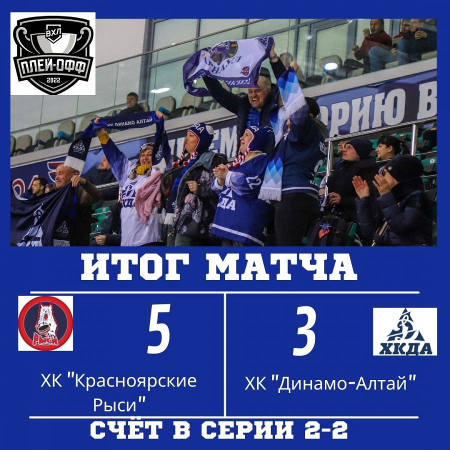 На круги своя. "Динамо-Алтай" проиграл четвёртый матч полуфинала Кубка Федерации "Красноярским Рысям". Счёт в серии 2-2