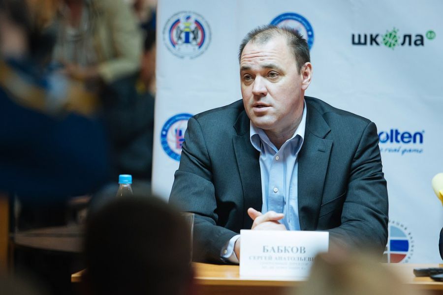 Май 2017-го. Сергей Бабков на пресс-конференции БК "Новосибирск". Фото: БК "Новосибирск"