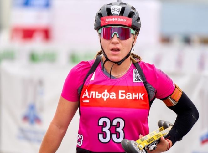 Анастасия Гришина после финиша. Фото: Евгений Егоров/СБР