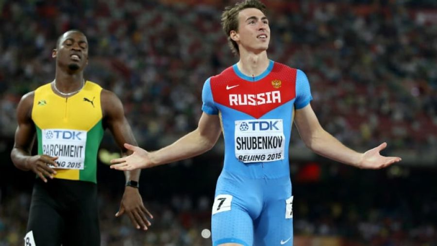 Победа Сергей Шубенкова на дистанции 110 метров с барьерами на ЧМ-2015 в Пекине. Фото: tvitter.com/NBCSport