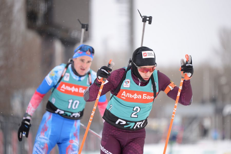 Даниил Серохвостов (№2) во всех трех гонках в Уфе показал лучший лыжный ход. Фото: СБР