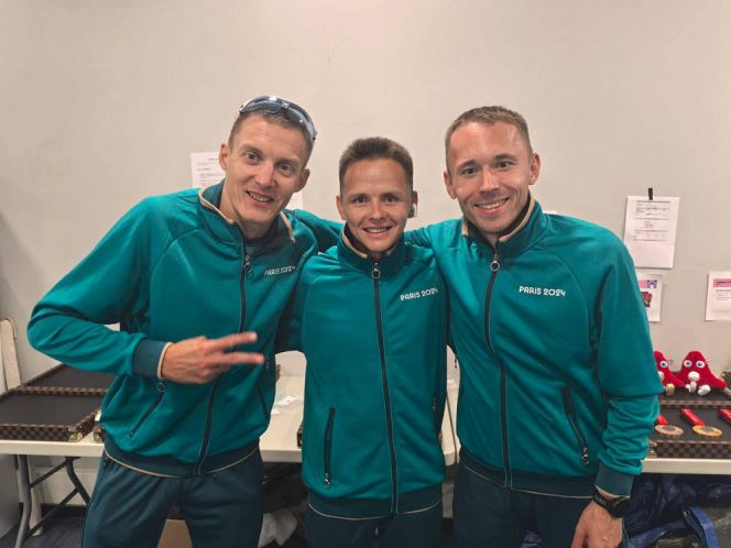 Российские легкоатлеты-паралимпийцы Антон Кулятин, Александр Яремчук и Александр Костин. Фото: ПКР