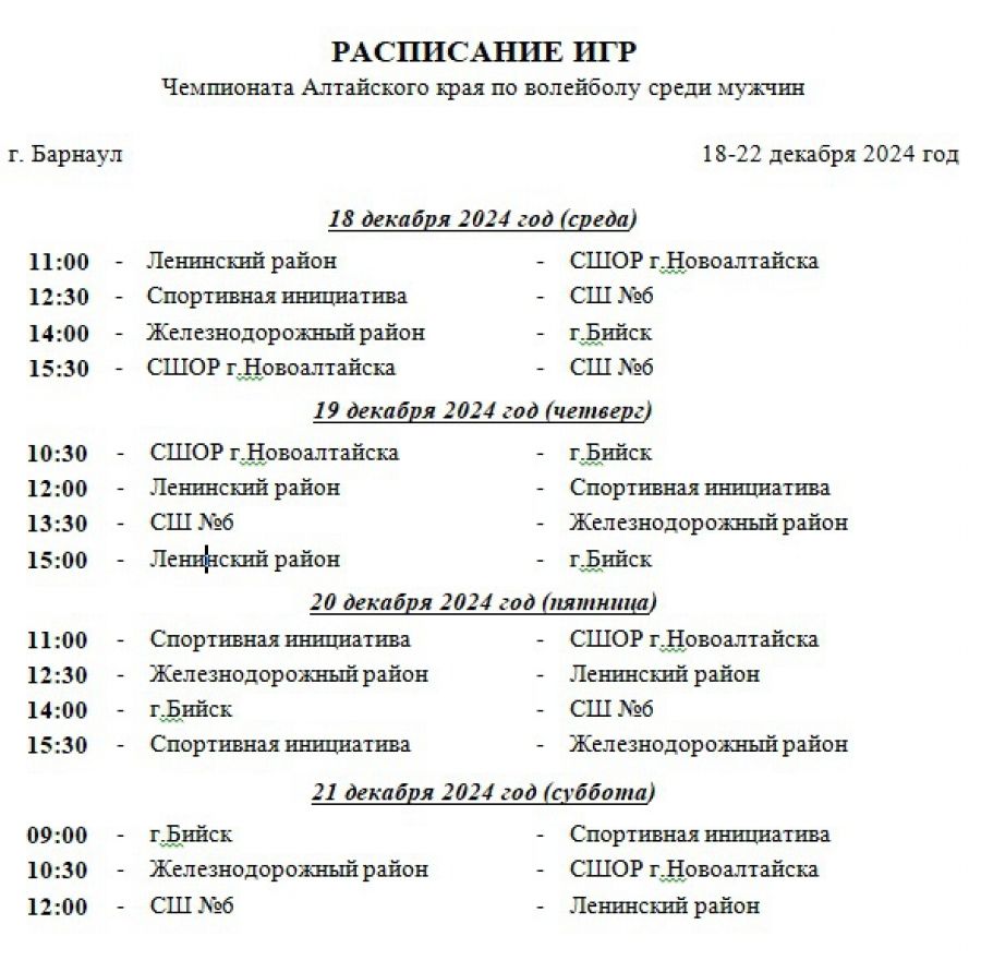 18-21 декабря. Барнаул. ФОК Краевой СШОР. Чемпионат Алтайского края среди мужчин