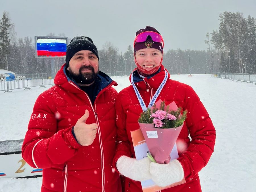 Екатерина Копырина с тренером Станиславом Базеевым