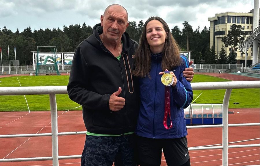 Виктория Погребняк с тренером Сергеем Клевцовым