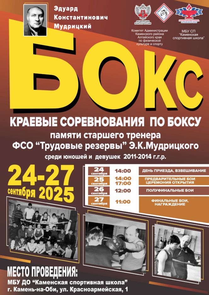 25-27 сентября. Камень-на-Оби. С/з Каменской СШ. Открытый краевой турнир памяти тренера ДСО «Трудовые резервы» Эдуарда Мудрицкого 