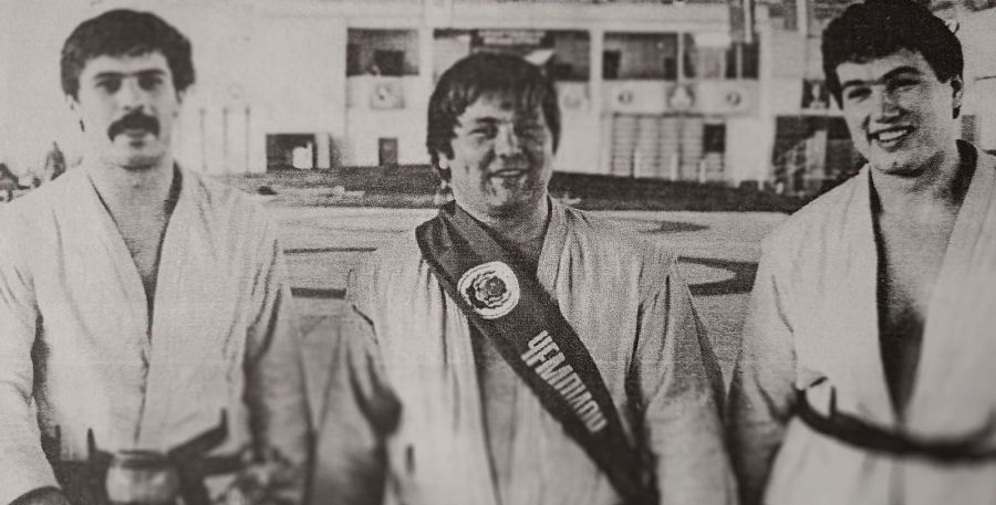 Слева направо: Владимир Громов, Владимир Шкалов, Станислав Белинский. Иллюстрация из книги Валерия Метелицы "Самбо, любовь моя..."