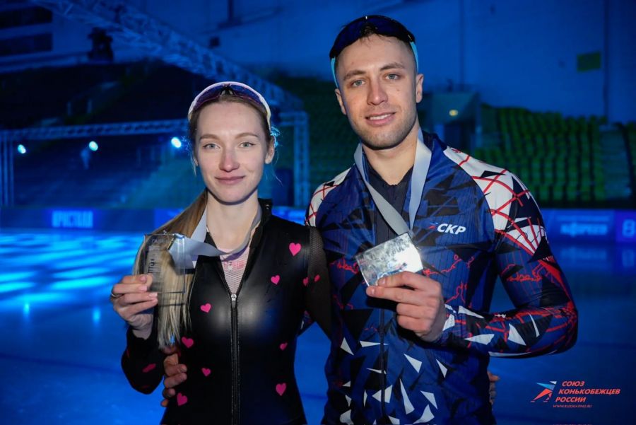 Виктор и Анастасия Муштаковы - участники конькобежного шоу "Кристалл". Фото: Союз конькобежцев России 
