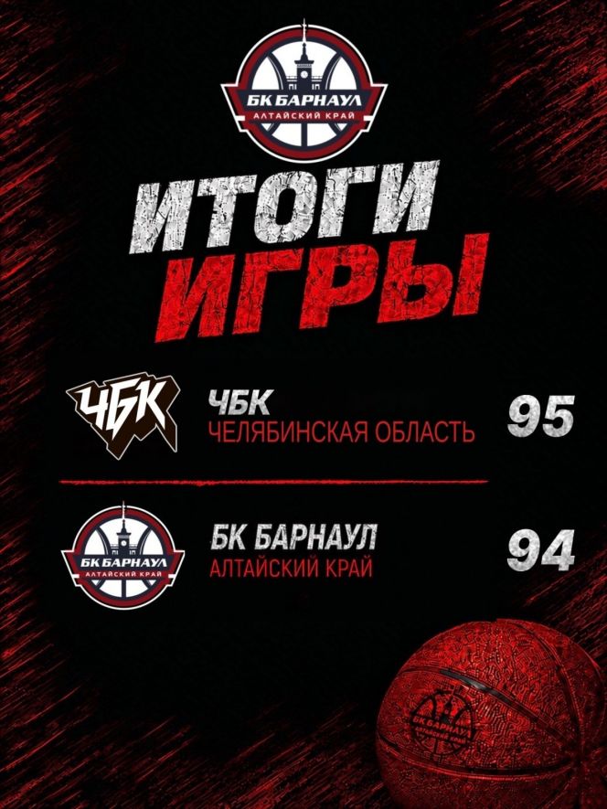 Битва с чемпионом. В Суперлиге БК "Барнаул" проиграл челябинскому "ЧБК" одно очко - 94:95