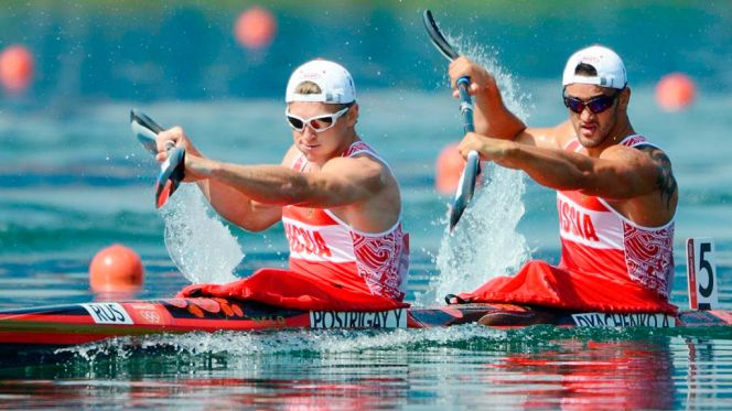 Олимпийские чемпионы Лондона в байдарке-двойке Юрий Постригай и Александр Дьяченко