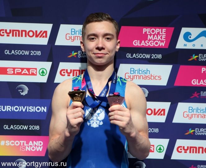 Сергей Найдин - обладатель золотой и бронзовой медалей первенства Европы в Глазго. Фото: Федерация спортивной гимнастики России