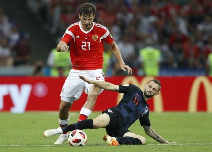 Россия - Хорватия в четвертьфинале ЧМ-2018. Александр Ерохин и Марцело Брозович