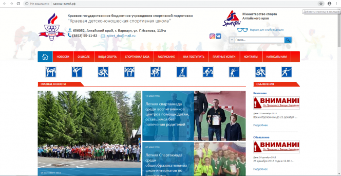 Сайт Краевой ДЮСШ обретает новое лицо