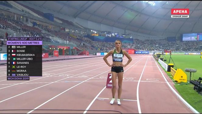 Полина Миллер на чемпионате мира-2019 по лёгкой атлетике