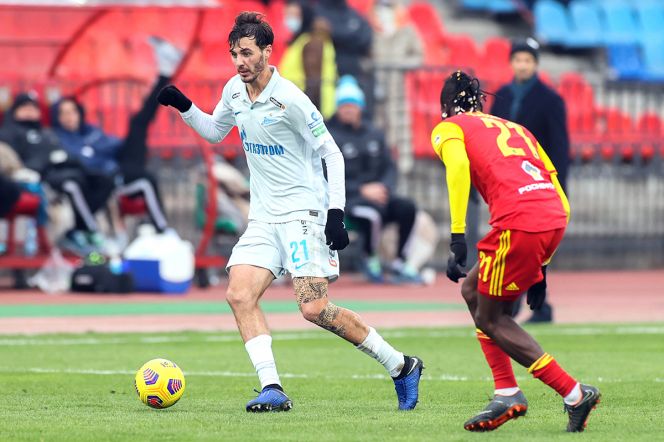 Полузащитник "Зенита" Александр Ерохин в гостевом матче 16-го тура РПЛ с тульским "Арсеналом". Фото: РПЛ