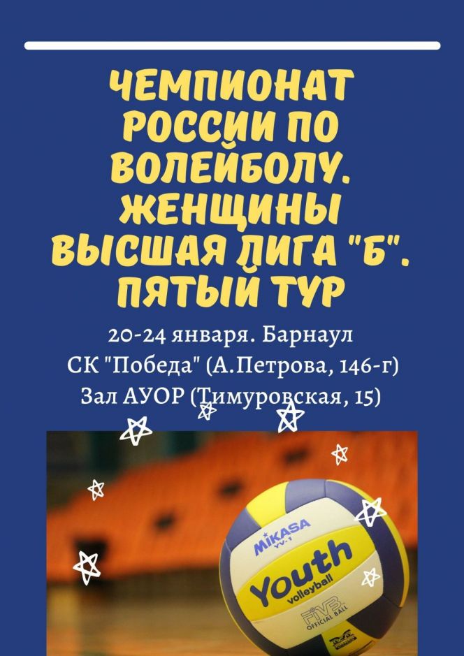 20-24 января. Барнаул. СК "Победа" и зал АУОР. Чемпионат России. Женщины. Высшая лига "Б". 5-й тур