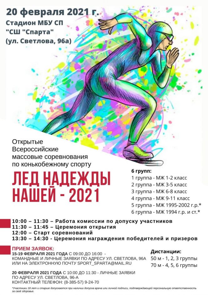 20 февраля. Рубцовск. СШ "Спарта". Всероссийские массовые соревнования «Лед надежды нашей–2021»