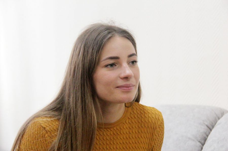 Яна Кирпиченко в гостях у "Алтайского спорта". Фото: Виталий Дворянкин