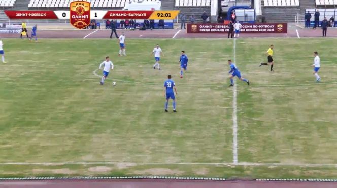 Зенит-Ижевск - Динамо. Скрин с youtube-трансляции матча